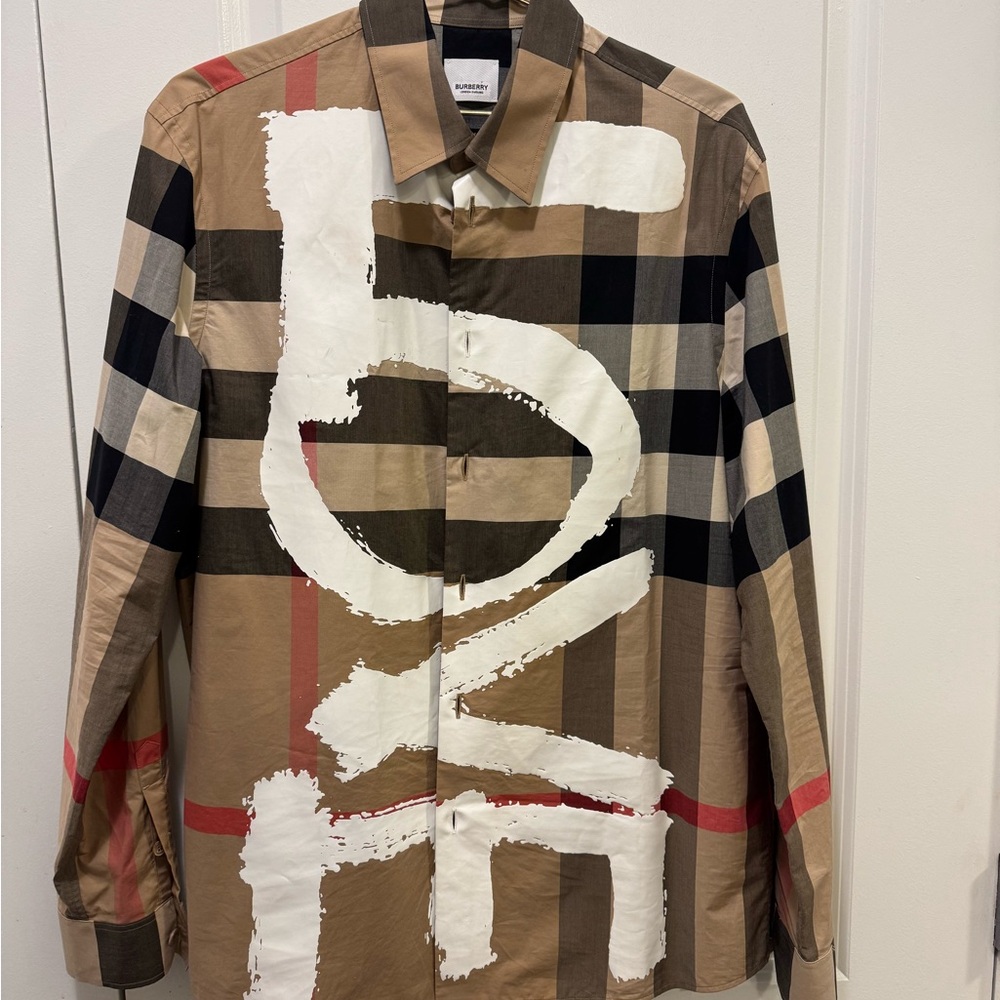 Burberry Beige and Black Checkered Shirt